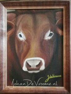 Afbeelding schilderij Limousin stier portretering